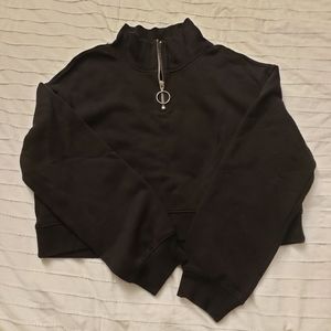 H&M black crop quarter zip sweatshirt